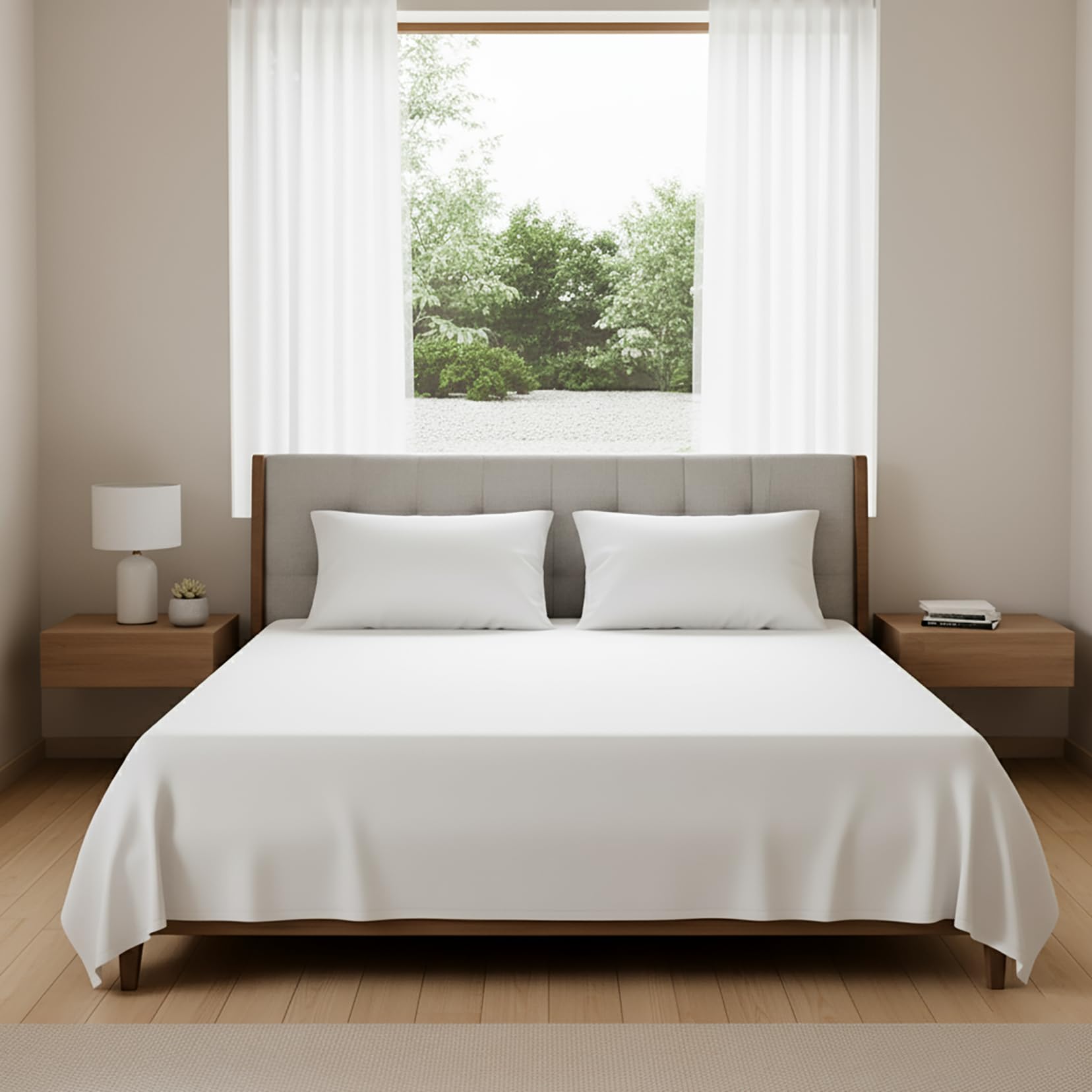 Small Double Flat Sheet, Premium Egyptian Cotton, 400 TC Luxury Bedding, Hotel-Quality Finish, Easy Care, 210 x 250 cm