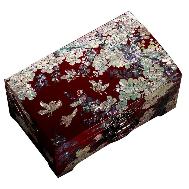 GenericMother-of-pearl lacquer jewelry box wedding gift wooden high-grade jewelry storage box locked gift box Jinbei legend