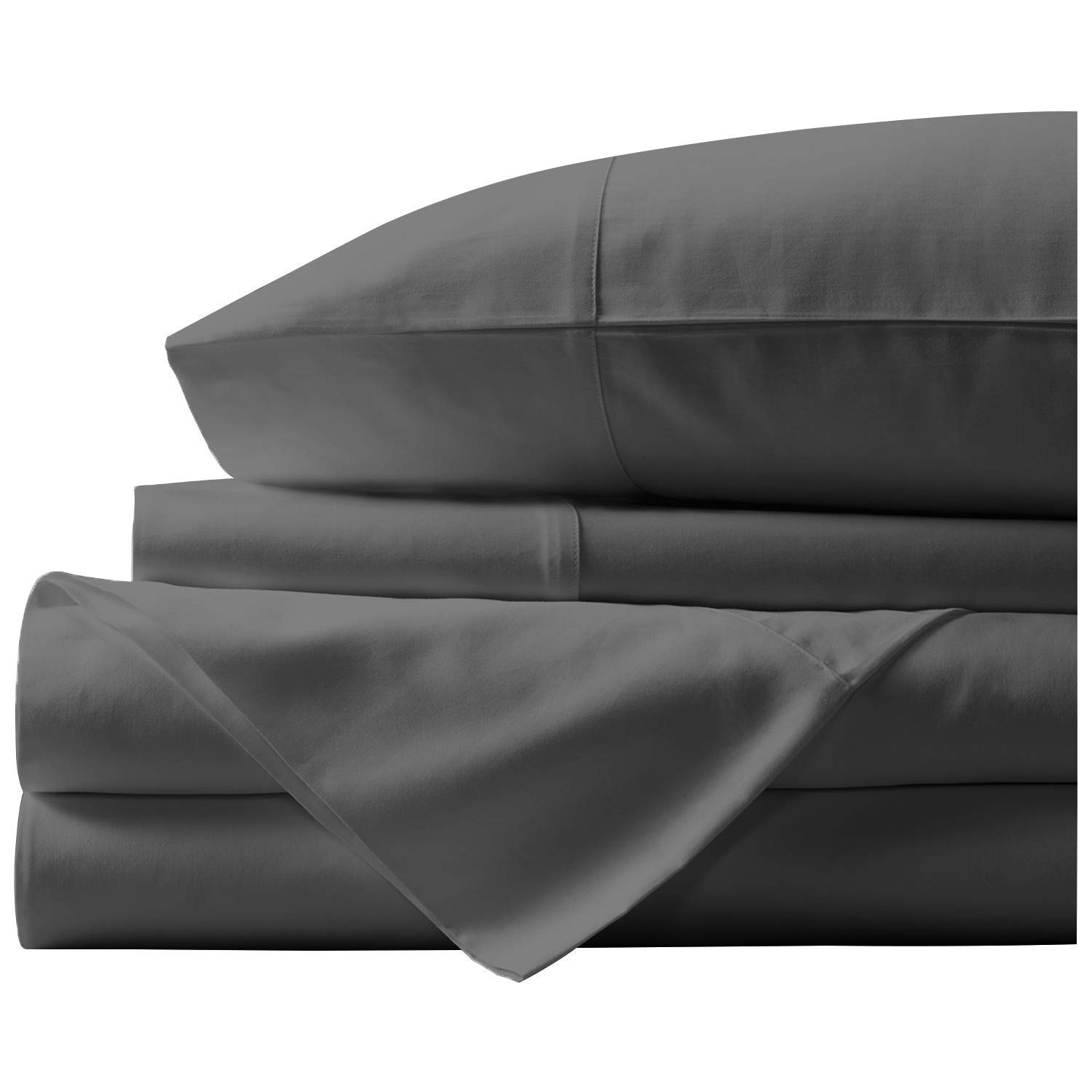Paramount Dyeing Co. 100% Egyptian Cotton 4-Pc Sheet Set 1000 TC Premium Quality Elegantly Tailored Italian Finish Bedding Set Fits Mattress Up to 15" Deep Pocket King Elephant Grey