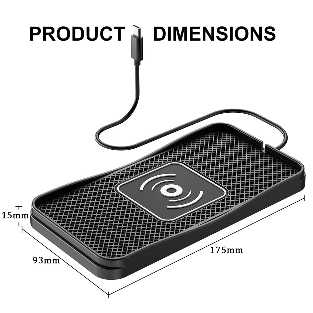 Induktive Ladestation Auto für Ford Kuga 2019-2023 2024+, 20W Schnelles Wireless Charger Auto Ladepad Type-C/USB rutschfest Induktive Ladematte,A 30cm Cable Type-C Plug