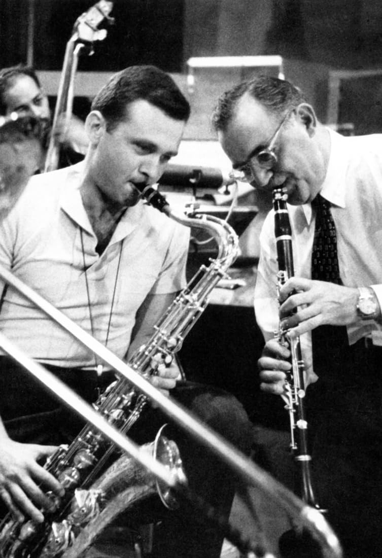 Benny Goodman w/Stan Getz Poster, Playing in the Studio, Jazz Music, Art Print