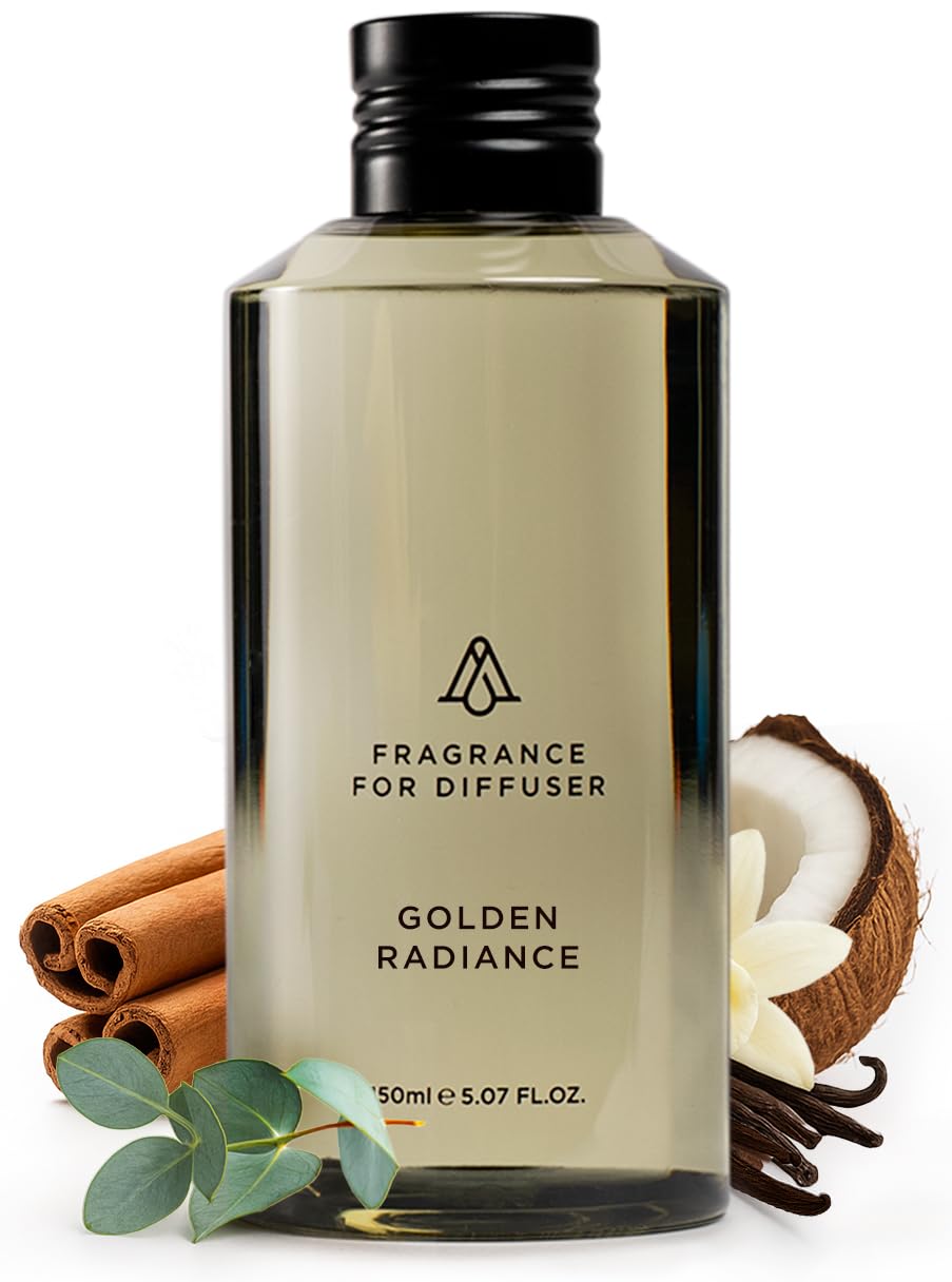 AromaPlan Hotel Scents Golden Radiance 5 Fl Oz (148ml), Home Luxury Aroma & Hotel Fragrance Diffuser Oil- Hotel Diffuser Oil for Aromatherapy- USA Made, Bigger Bottle, Bolder Aroma & Longer Lasting