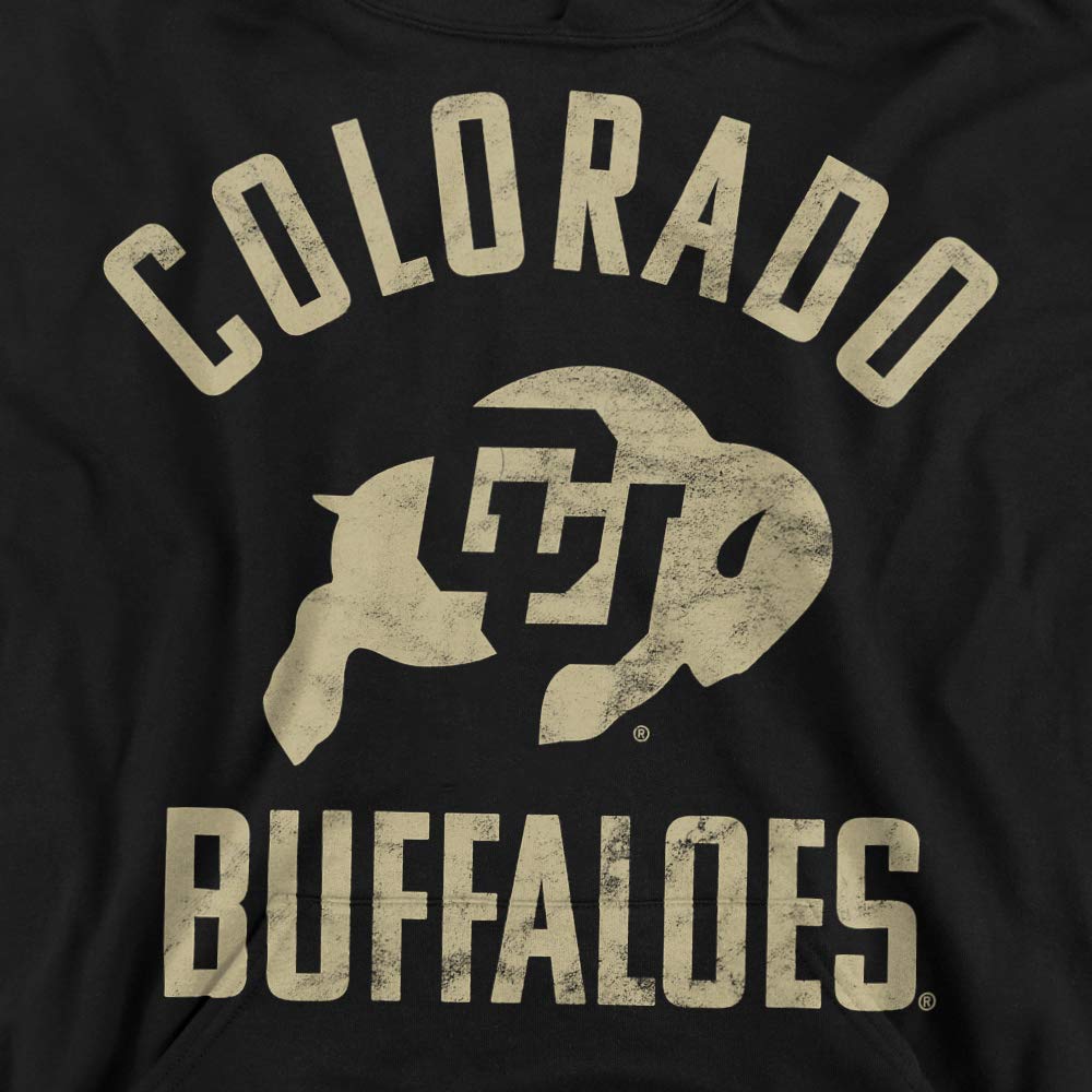 University of Colorado Official One Color Buffaloes Logo Unisex Youth Pull-Over Hoodie, Black, Medium