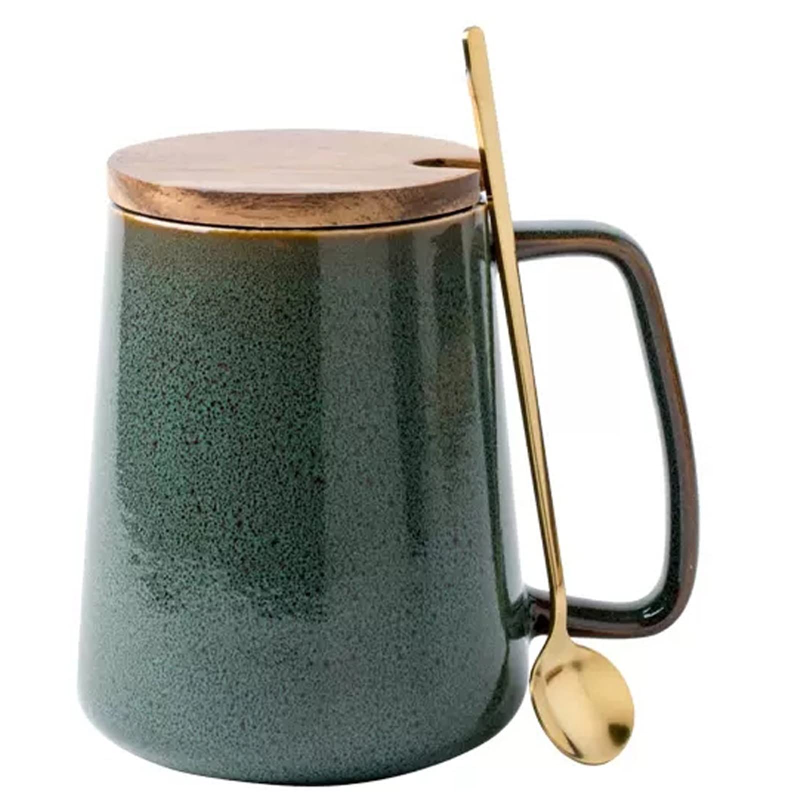 Juego de tazas de café de cerámica con tapa y cuchara, taza de té grande de 23 onzas para oficina y hogar, taza apta para lavavajillas y microondas