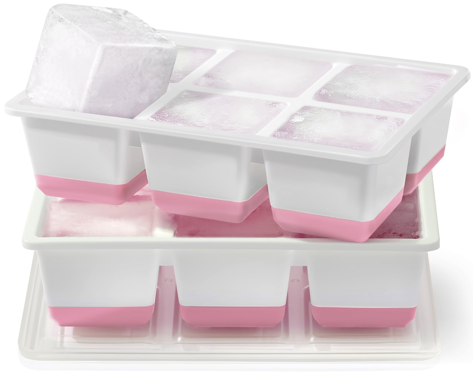 JRISBO Große Eiswürfelform mit Deckel, 6CM BPA Frei Silikon Eiswürfelformen 140ml XXL Grosse Eiswürfelbehälter, Eiswürfel Silikonform Ice Cube Tray für Whisky Cocktail (2 Pack)