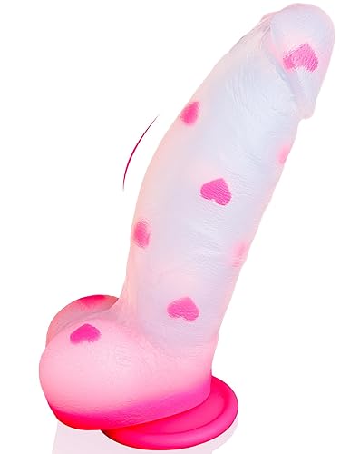 8" Big Thick Girthy Monster Fantasy Dildo - Pink Clear Liquid Silicone Dildos, Strap on Dildo with Suction Cup, Wide Large Riding Dildos for G Spot Anal, Adult Sex Toys & Games for Women Men Couples - 8 inches