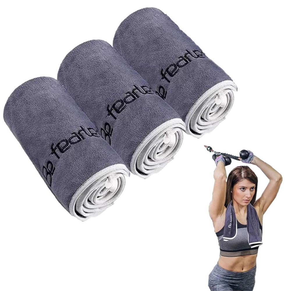 Oaygat Women's Grey 3 Pack Gym Towels 35 * 75Cm Quick-Drying Fitness Exercise Microfiber Workout Towels Soft And Absorbent Sports Cloths Sweat Rags For Gym Accessories Workout Equipment For & Men Yoga
