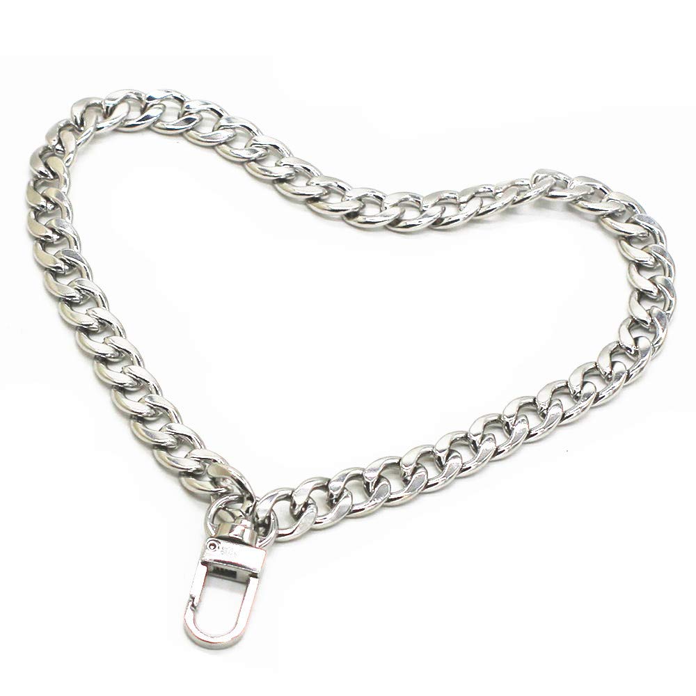 WEICHUAN 8" DIY Iron Flat Chain - Wrist Strap Wrist Chain Purse Straps Handbag Chains Accessories (Silver)