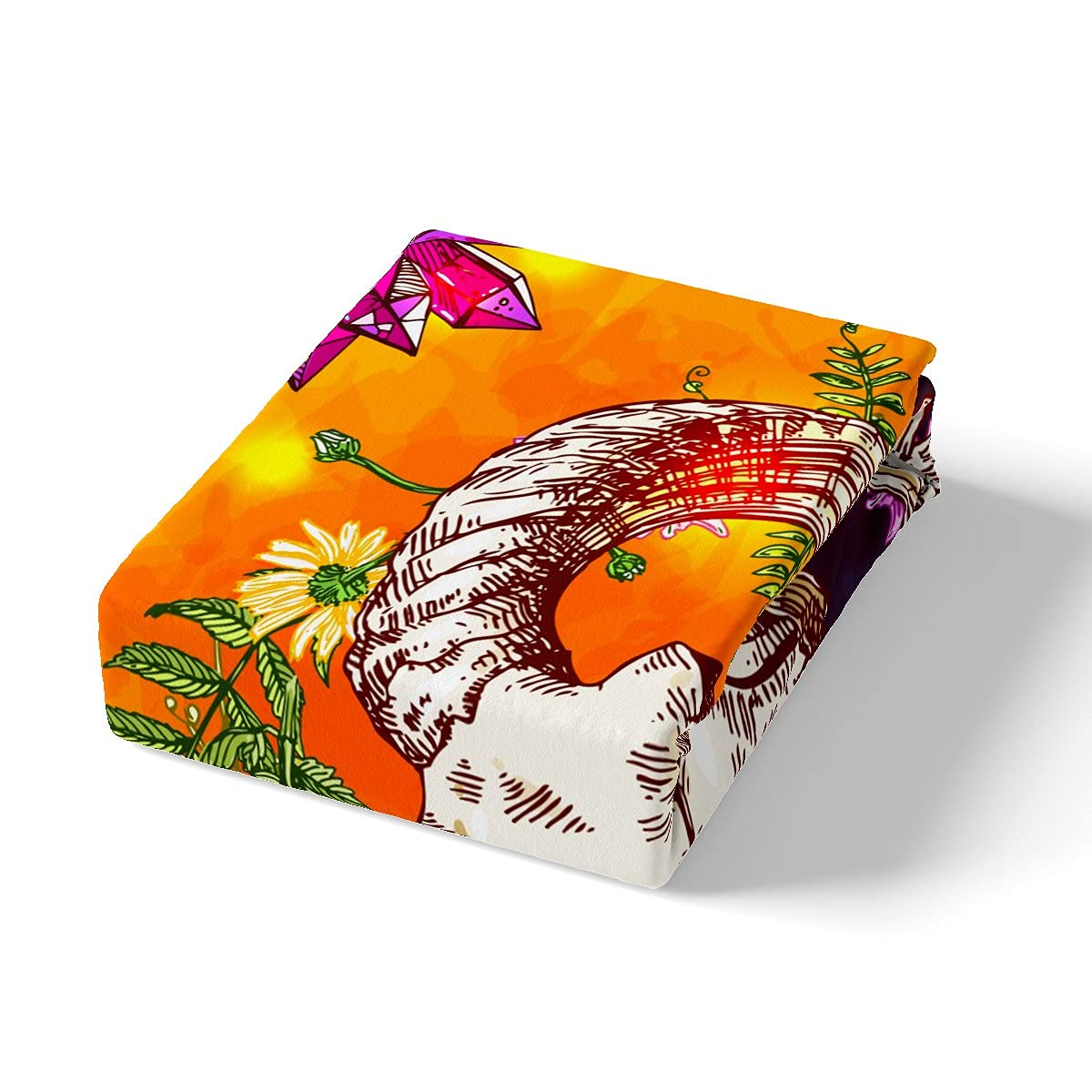 Home - Juego de ropa de cama para cama de matrimonio, diseño de calavera de oveja, color azul y dorado