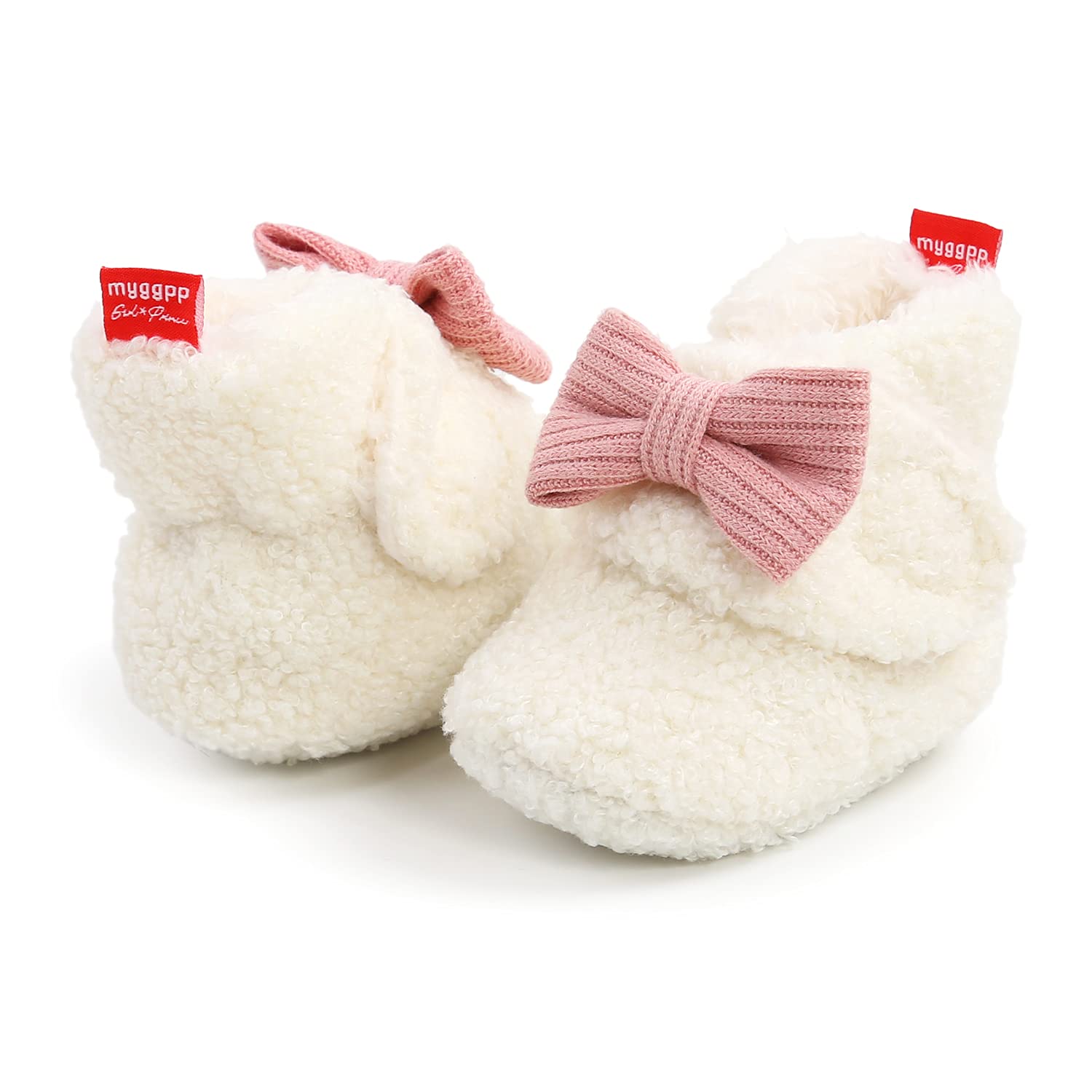 Ohwawadi Chaussons en polaire pour bébé garçon et fille avec fond doux et chaud Motif dessin animé, A04 blanc., 0-6 mois