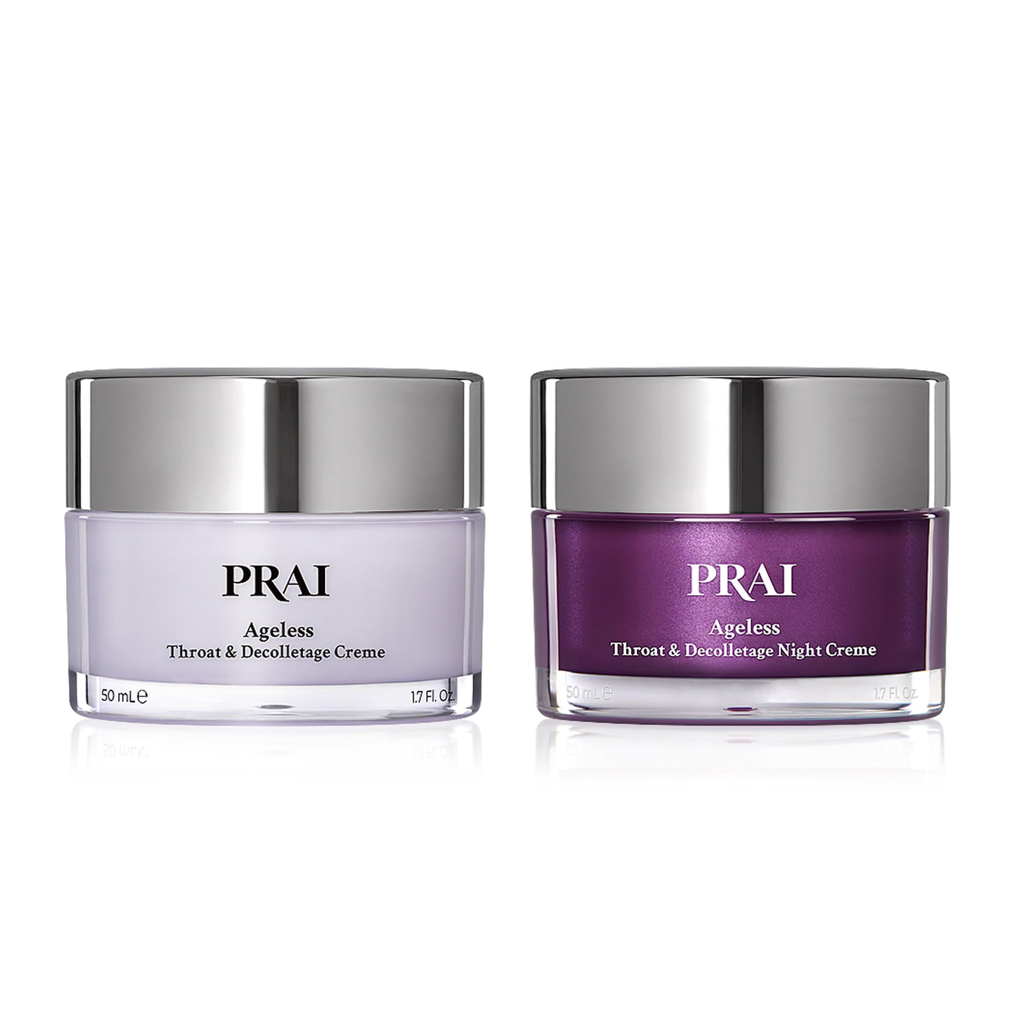 PRAI Ageless Throat & Decolletage Day & Night Creme 50ml Duo - 7 Day Results - Anti-Ageing Neck Moisturiser - Tightens & Firms Skin, Reduces Wrinkles - Overnight Hydrating Skincare Cream With Retinol
