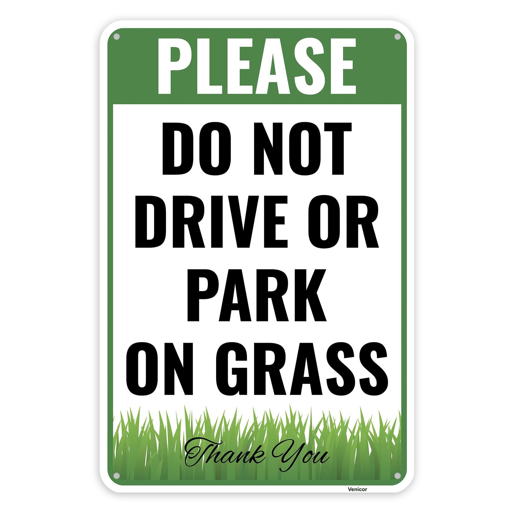 No Parking On Grass Aluminum Sign, Outdoor Prohibition Warning, 12x8 Inch