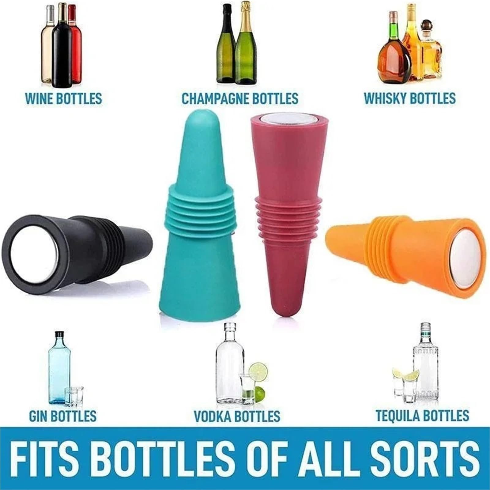 Ensemble de Bouchons Bouteilles vin et Boissons, 10 pièces, Anti-Fuite, scellage for Champagne, Bouchon économiseur en liège réutilisable pour Les Fêtes Et Les Réunions(Purple)