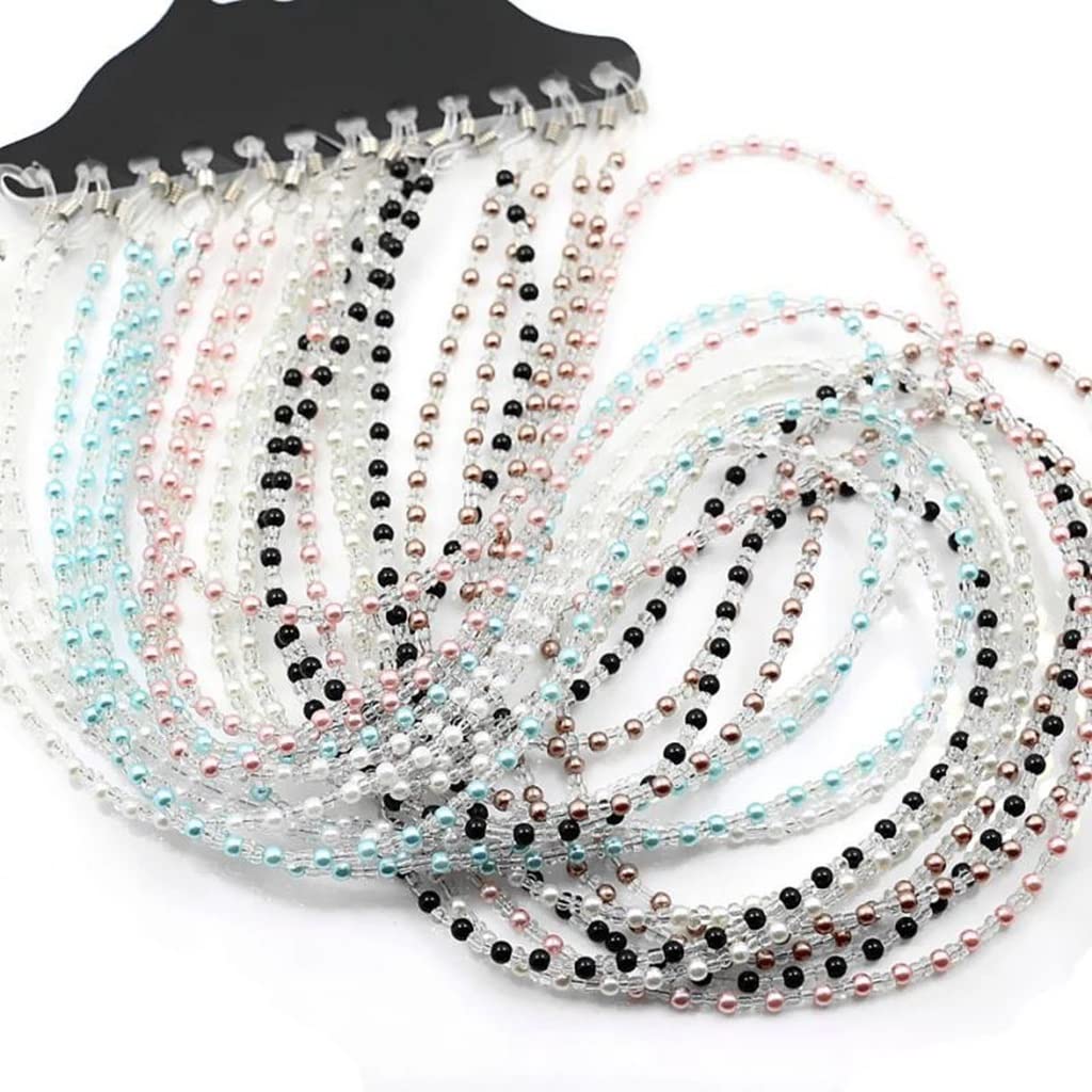 12 STÜCKE Perlen Perlen Brillenband for Frauen Lesebrillen Brillenketten Seilhalter (Color : A, Size : 60 cm) (A 7 3/8)