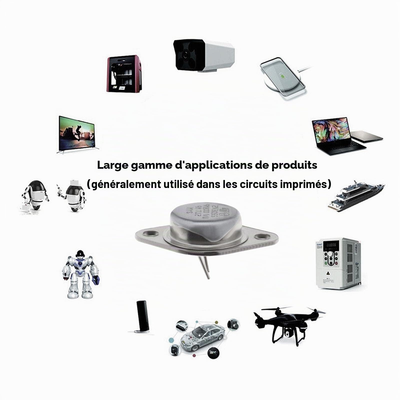 ECSiNG 10pcs 2N3055 Transistor de Puissance NPN 15A 100V 115W Transistor Haute Puissance NPN 2N3055 Transistors pour Circuits d'alimentation Série et Contrôleurs d'arrêt