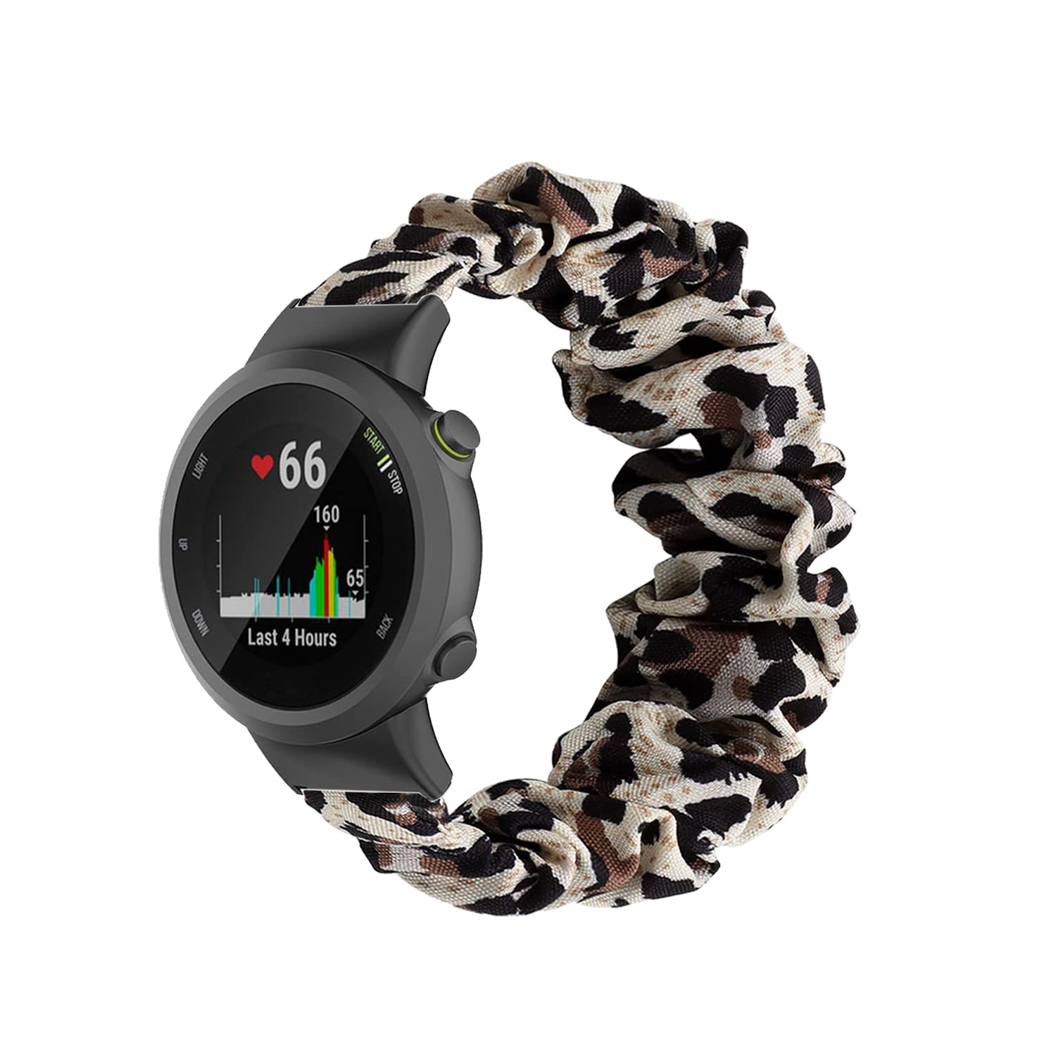 Dongye Scrunchies Band Compatible with Garmin Forerunner 45/45s,Adjustable Pattern Printed Wristbands Replacement for Garmin Forerunner 45/45s (L, Leopard Print)