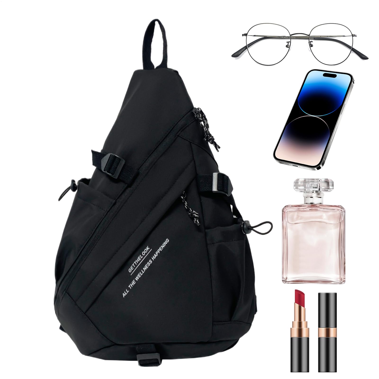 Sling Bag for Women, Casual Pack for Students, Stylish Sports Chest, Trendy Everyday Companion, Large Capacity Sling Daypack for Camping Hiking Fitness Use 14.17x5.51x18.9in