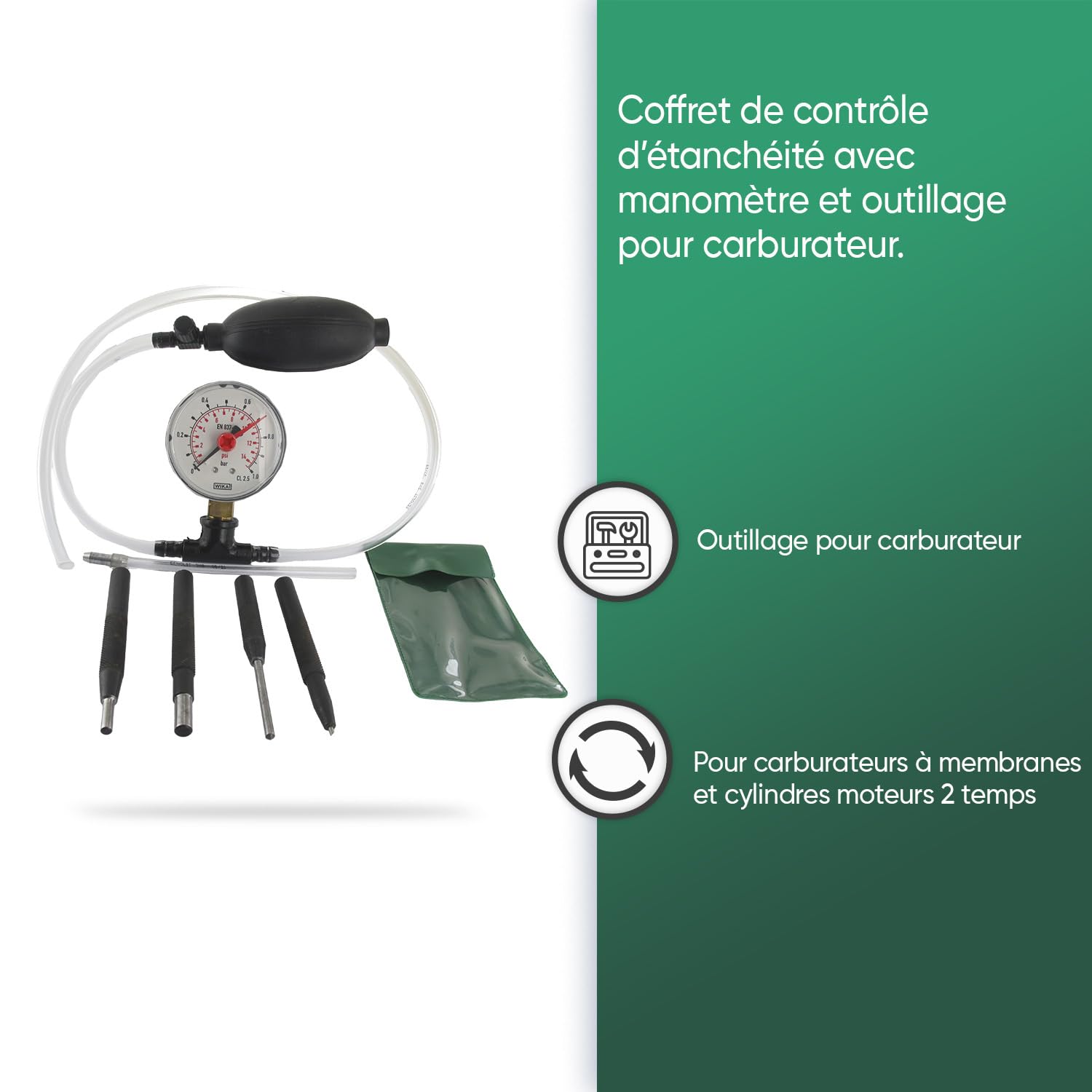 UNIVERSEL – Kit de herramientas de carburador – Estuche de control de sellado con manómetro + herramientas