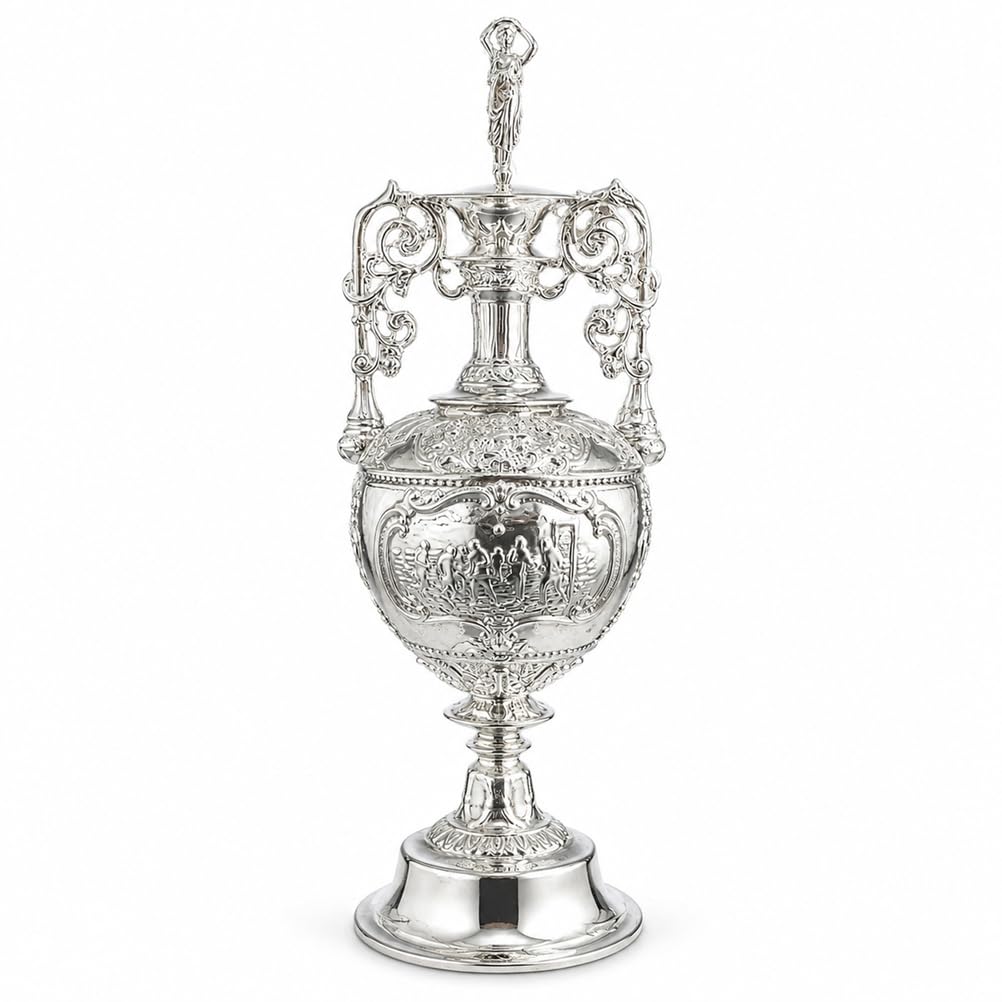 Englische Meisterschaft Fußball Pokal Replik, 30CM Silberbeschichteter Resin Pokal, Geschenk für Fußballfans, Sammlerstück, Deko für Zuhause Büro Bar