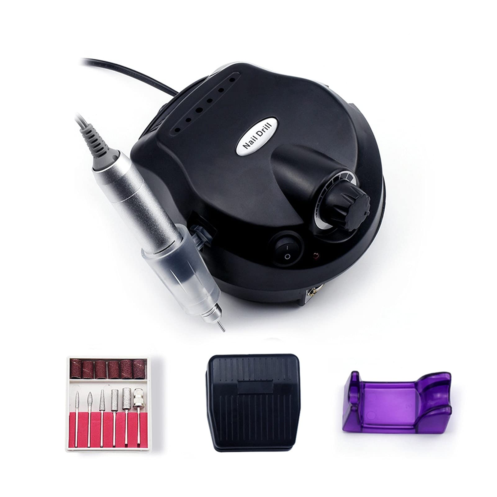 Máquina perforadora de uñas Máquina perforadora de uñas 25000 RPM Pro Máquina de manicura Aparato para manicura Kit de pedicura Taladro eléctrico para uñas con cortador Puerto para herramientas de uñ