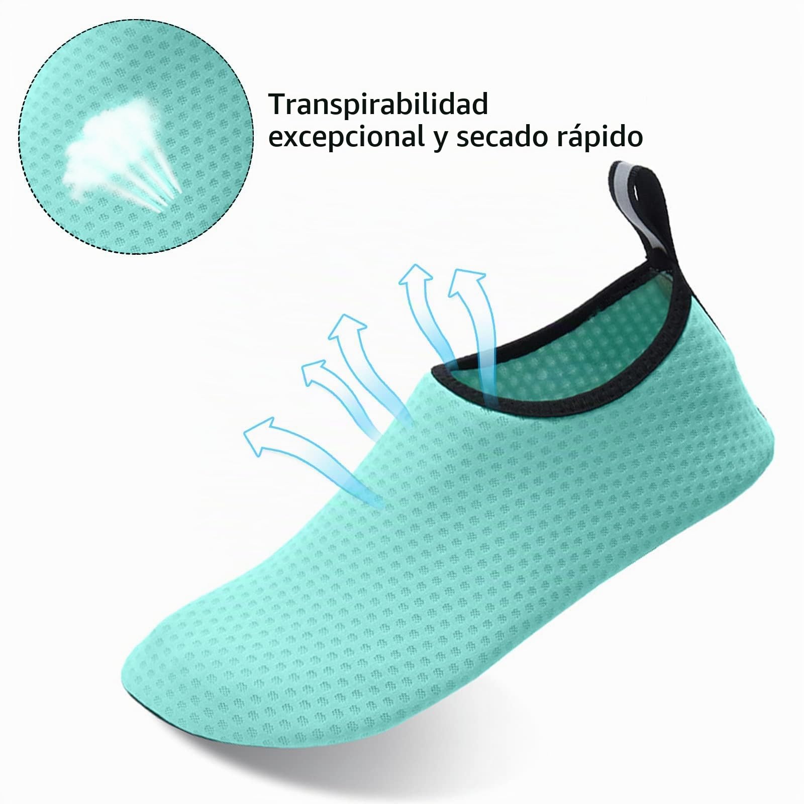 Zapatos de Playa, Zapatos de Baño Antideslizantes con Suela Blanda y Color Sólido, Escarpines Deportivos para Paseo en Playa Buceo Snorkel Kayak Surf