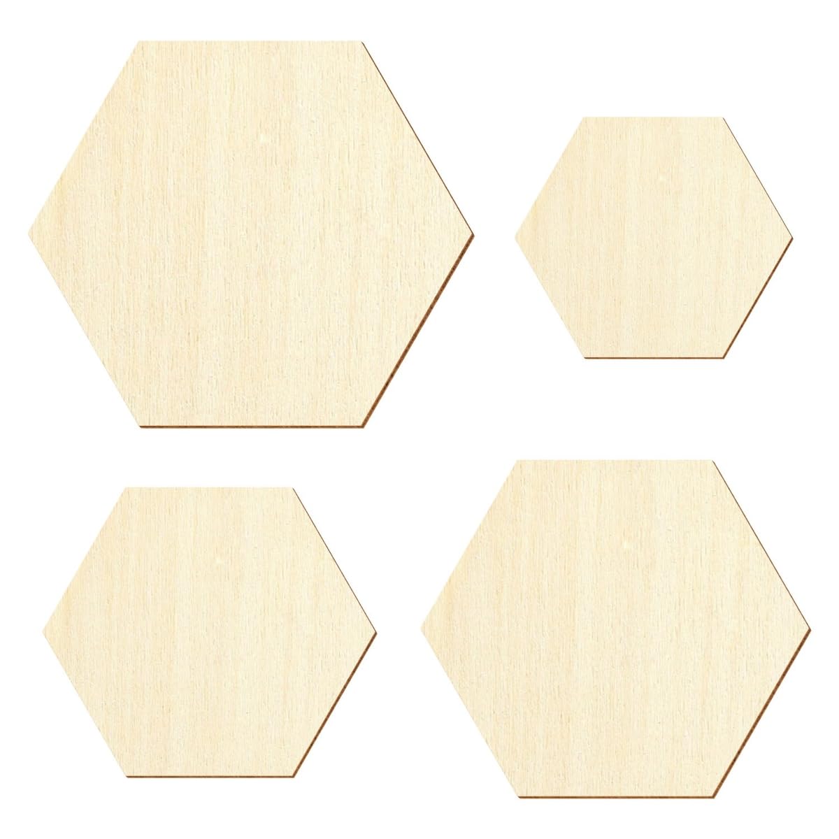Lot De 25 Hexagonaux En Bois - Décoration - 3-50 Cm