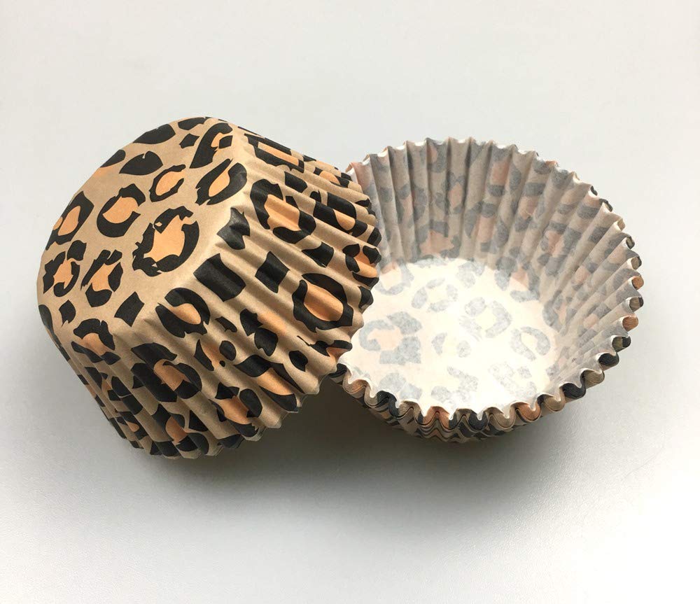 Leopard Animal Paper Muffin Cupcake Liners Cases Baking Cups 100 pcs,Standard Size 2x1.25inch