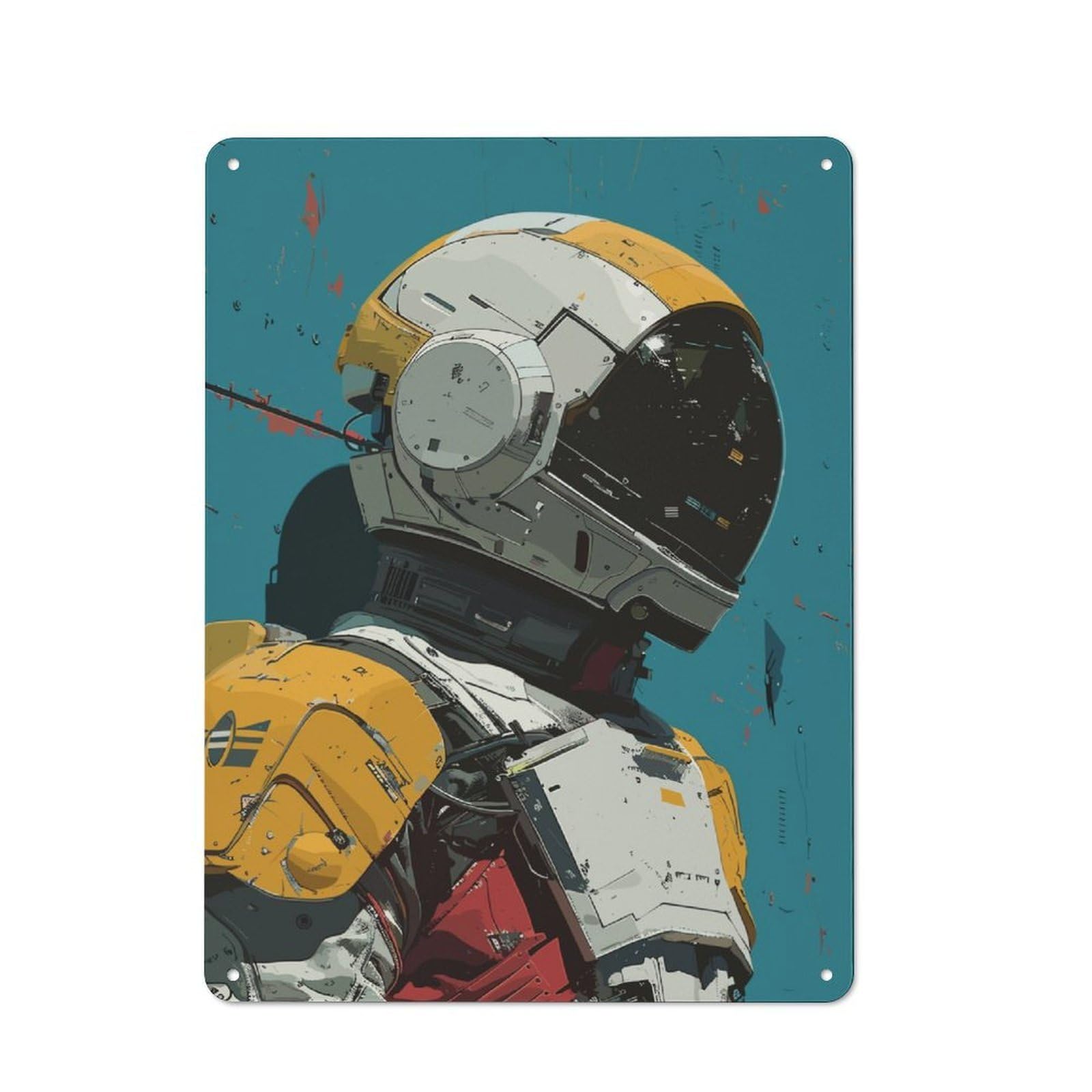 Junmoney Astronaut Helmet Robot Country Style Decorative Metal Sign 40X30cm, Bistro Wall Plaque For Restaurant, Kitchen, Counter Or Breakfast Nook