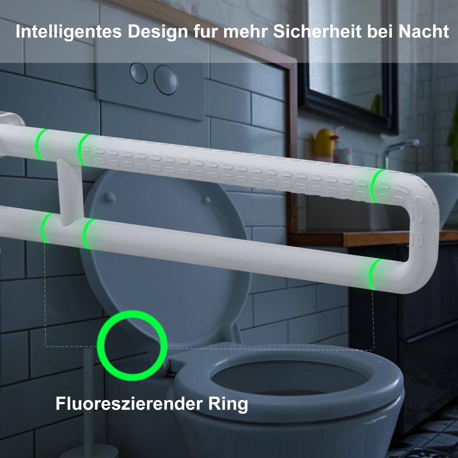 75cm WC haltegriffe, Faltbarer Stützleiste für Toilette und Badezimmer, Hartschaltsstütze 300~350 kg, Edelstahl mit ABS rutschfester Oberfläche für Senioren und Menschen mit Behinderungen