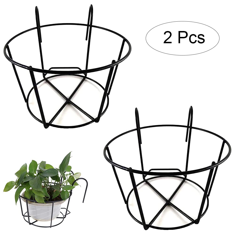 2 Piezas Soporte Flores Redondo Gancho,Estante Hierro Plantas Colgantes,Hierro Jardinería Maceta Redonda,Estante Redondo Cestas Plantas,Adecuado para Balcón,Jardín,Valla,Interior Y Exterior