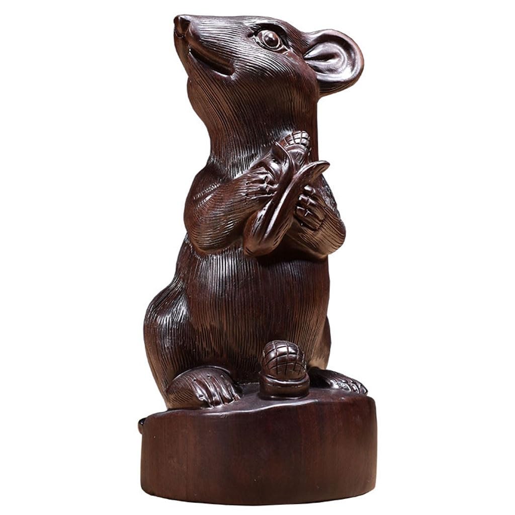 ATREDESES Office Decor Carved Wooden Mouse Ornament Wooden Mouse Home Living Room Decoration Crafts Home Decor(14.96in)