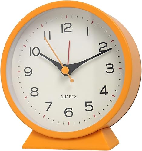 SHISEDECO Reloj despertador analógico retro antiguo de 4.5 pulgadas, funciona con pilas, pequeño reloj de noche silencioso con función de luz,