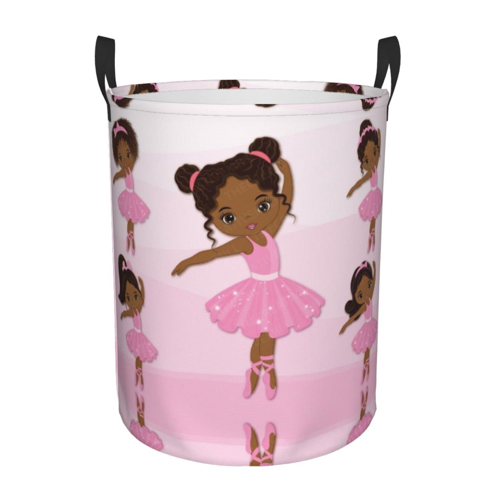 Gbuzozie Cute African Black Girl Round Laundry Hamper Storage Basket Toys Clothes Organizer Bin For Home Bathroom Bedroom Dorm Nursery, 38l