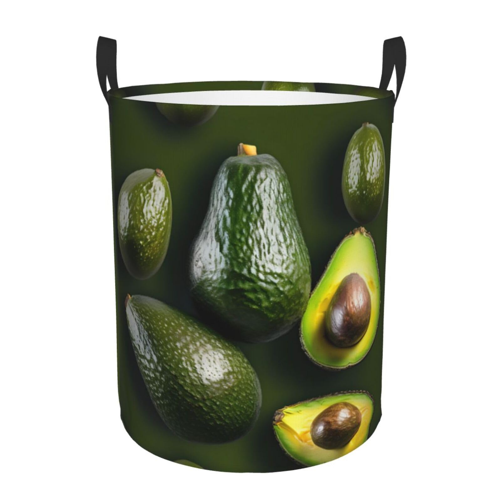 S Collapsible Round Avocado Fruit Print Laundry Hamper
