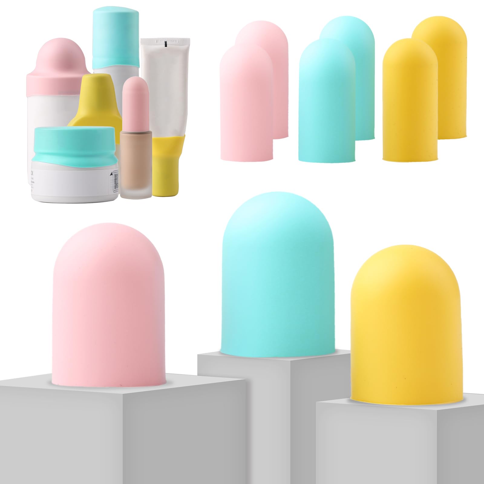 9 Pack Silicone Bottle Covers for Traveling, Silicone Sleeve for Beach Vacation Essentials and Travel Toiletries, Bottle Caps for Women Cruise Ship Must Haves, Leak Proof, colorful, A Must Have-image-19