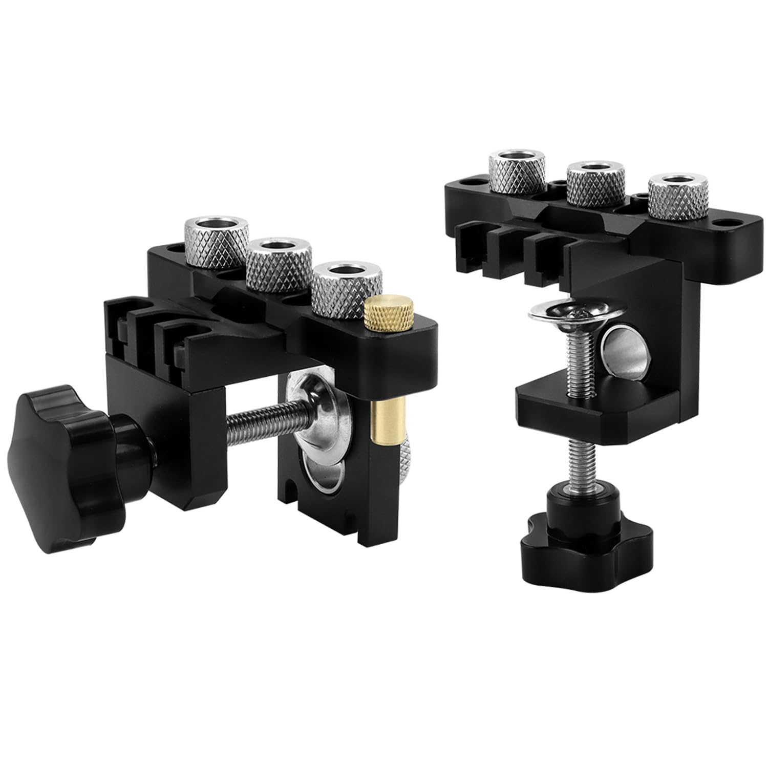 QWORK® Kit di Dima per Spinatura Legno 3 in 1 - Guida per Trapano con Punte 8mm, 10mm, 15mm - Include Boccole di Perforazione e Blocco di Posizionamento