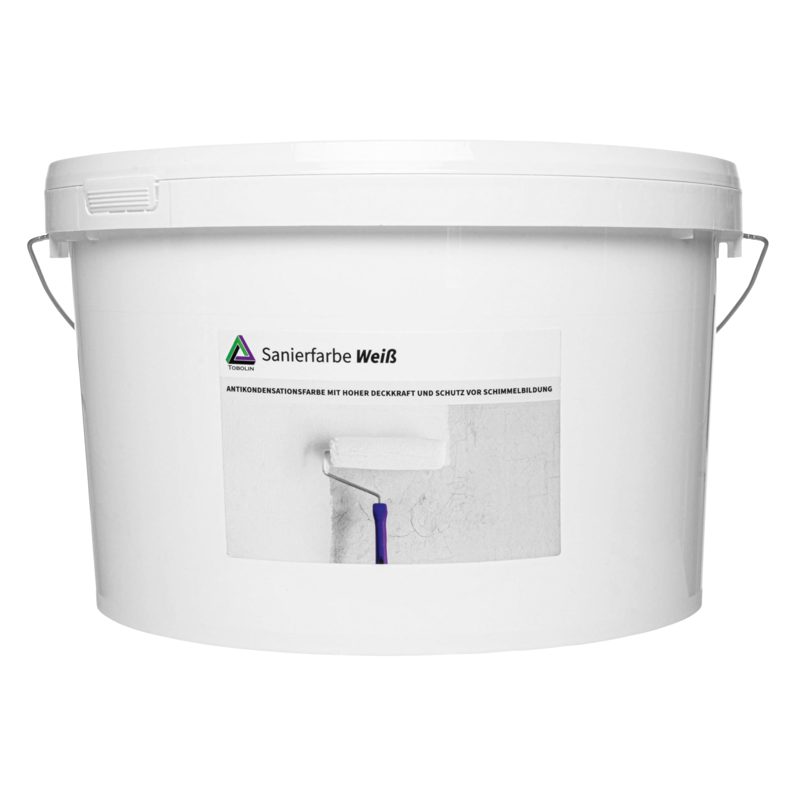 Tobolin Sanierfarbe Weiß 10 L - Antikondensationsfarbe zur Schimmelsanierung - Innenfarbe mit hoher Deckkraft und Langzeitschutz vor Schimmelbildung - Renovierungsfarbe nach Schimmelbefall