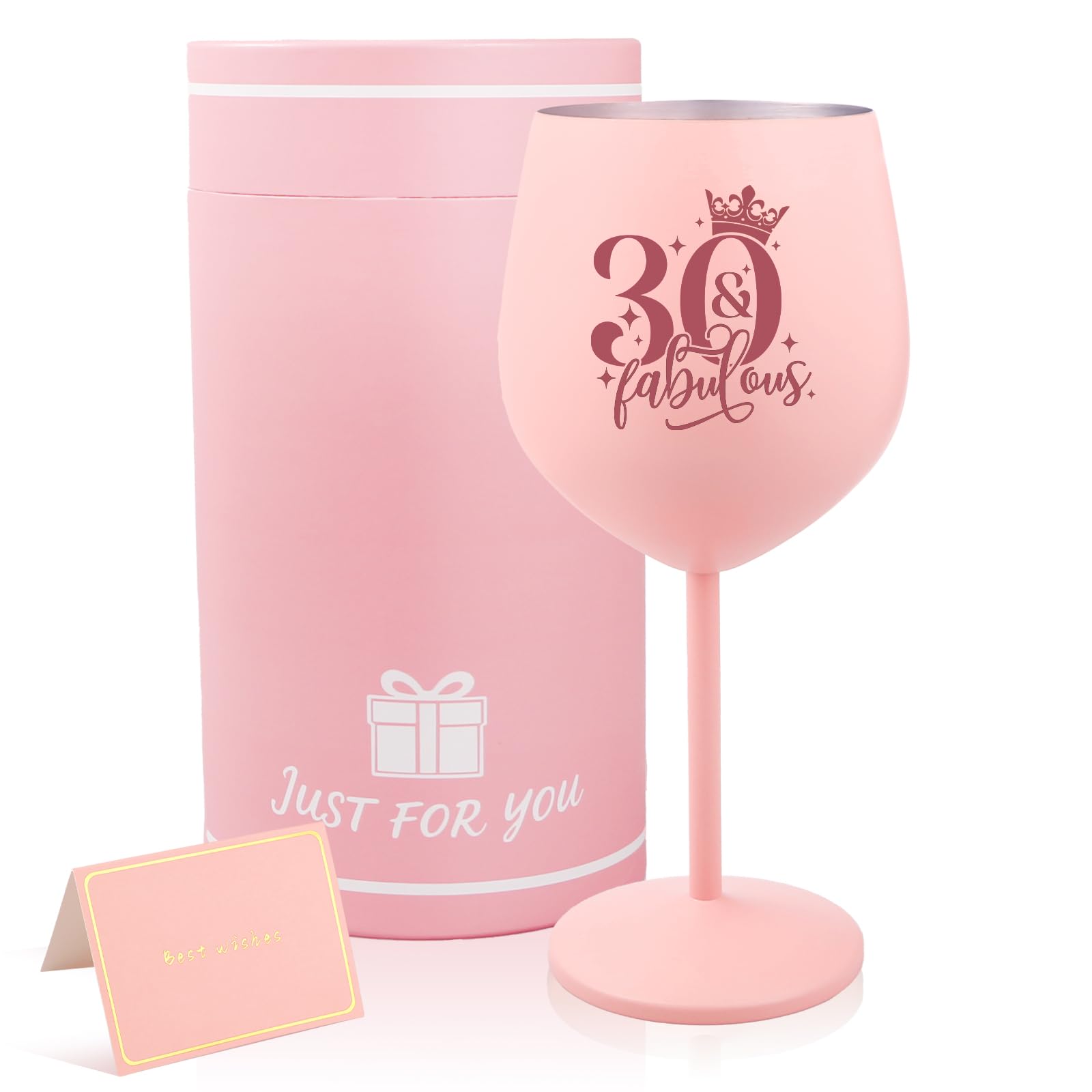 Bliceon 30th Birthday Gifts for Women, Personalised Wine Glass Gift for Unusual Women 30th Birthday Gifts, Anniversary, Party Decoration (Pink) โ image 1