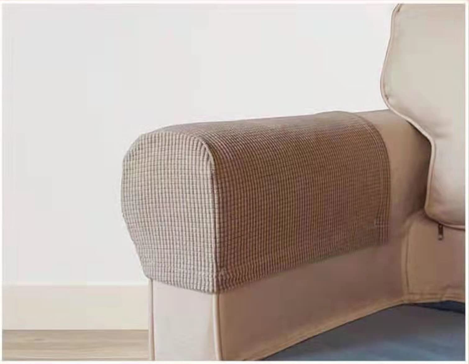 Copribracciolo Addensato Protezione bracciolo Jacquard Elasticizzato copribraccioli Lavabili Antiscivolo Protezione divanetto - Grigio Chiaro - 4 Pezzi