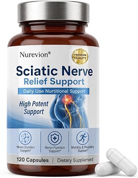 Sciatic Ner-ve Rel-ief, Soothe & Comfort Hand, Finger, Waist, Buttock, Leg, Foot, Nutritional Support Supplement Capsules for Sciatica, Rich in Vitamins, Natural Ingredients, 120 Capsules