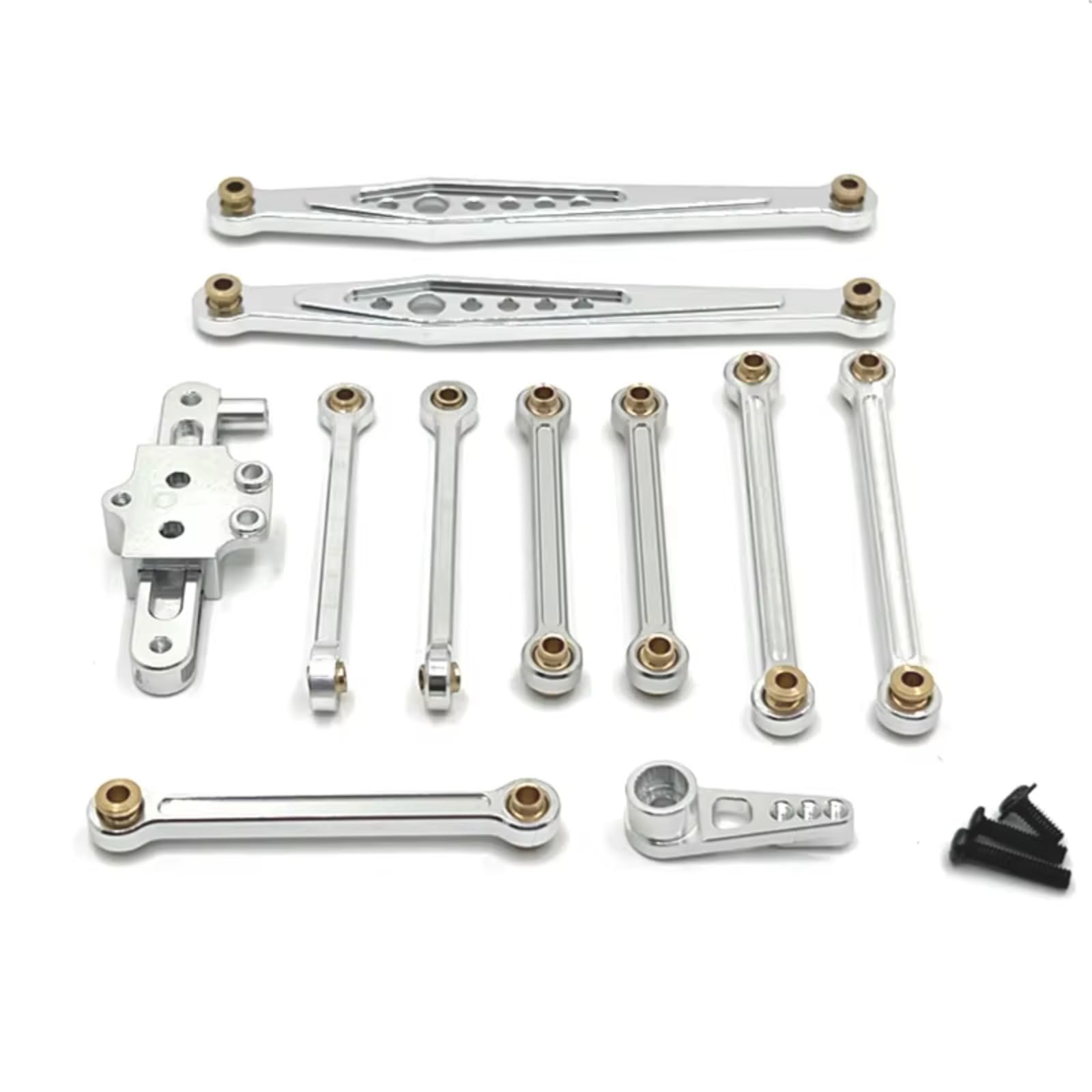 for WLtoys 124006 12423 12427 12428 Metal Servo Arm Fixed Rod Steering Group Kit RC Model Crawler Car Truck for Buggy Upgrade Parts RC Car Accessories(Silver)