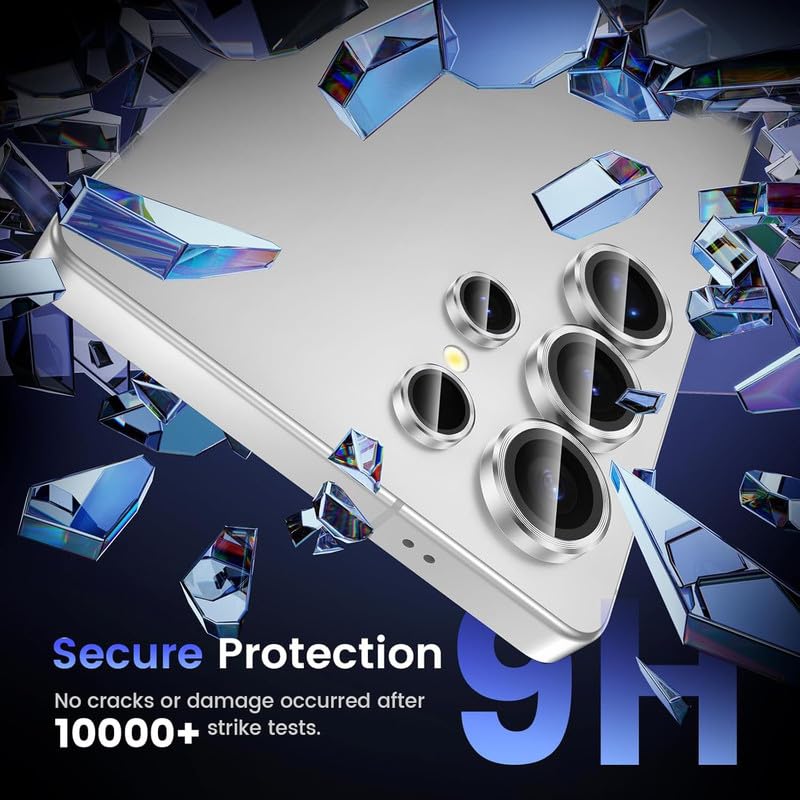 Image of Skinomi Camera Lens Protector Compatible with Samsung Galaxy S25 ultra 5G [Anti-Scratch] Premium Tempered Glass Film Aluminum Alloy Lens Ring Cover- Titanium Silver