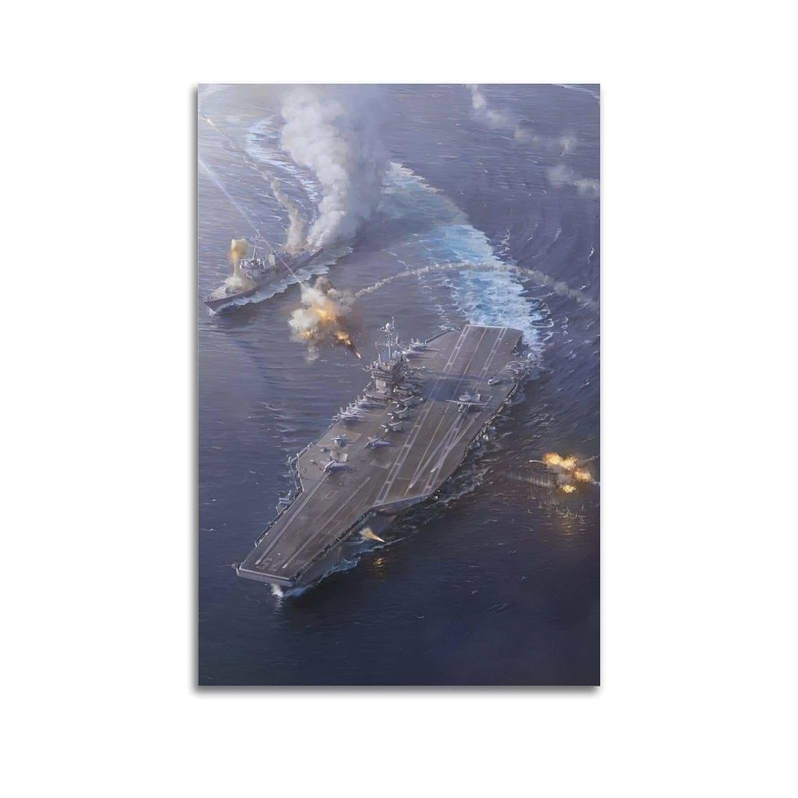 OKAHYS Vintage Aircraft Carrier Naval Battle Artwork Poster Decorative Painting Canvas Wall Artworks Picture 24x36inch(60x90cm)