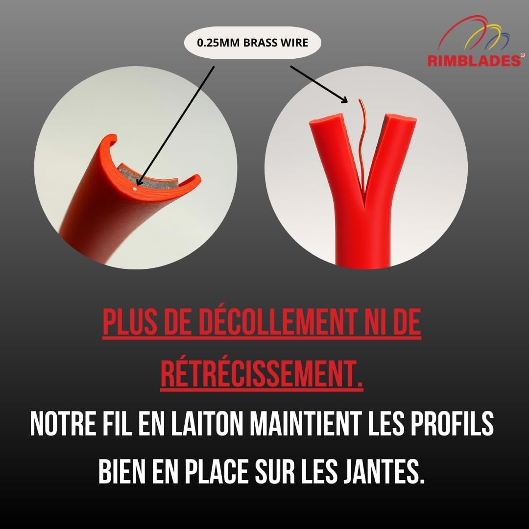 Rimsavers Rouge Protection de Jantes en Alliage Souple, Longueur 22”, Compatible Jantes à Bord Plat
