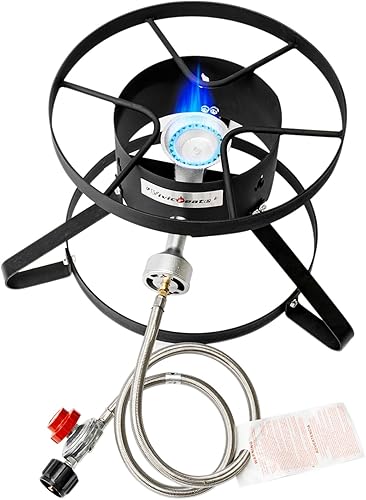 Vivicreate HT-C-0015 - Cocina al aire libre, estufa de pavo, freidora de pescado, 15 pulgadas de ancho con manguera de acero de alta presión, estufa