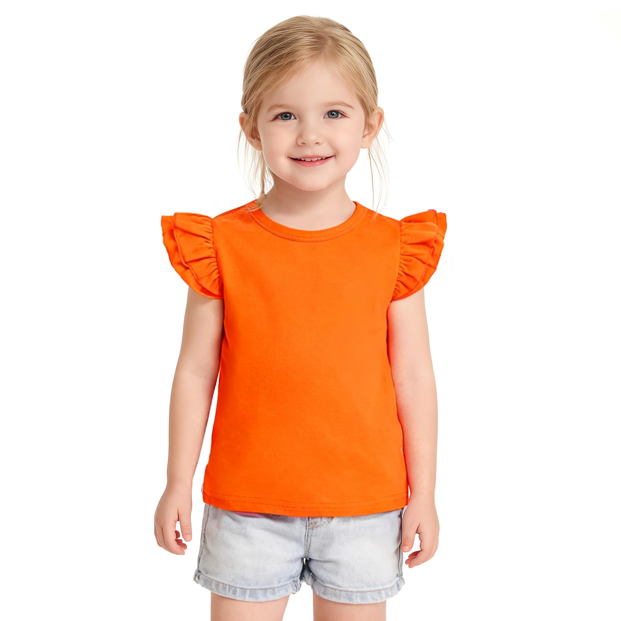 Toddler Baby Girls Solid Color Ruffle T Shirt