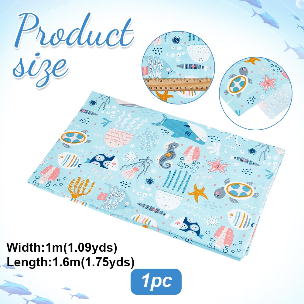 PH PandaHall 1x1.6m Tessuto Tema Mare Tessuto di Cotone con Vita Marina Cartoon e Foche Selvatiche per Trapunto Cucito Abbigliamento Progetti Estivi Fai Da Te e Decorazione