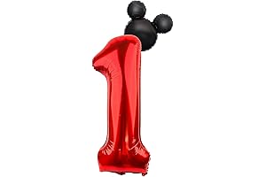 40 Inch Mouse Number 1 Balloon Black Red 1 Balloons for 1st...