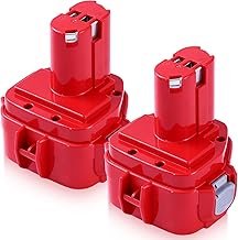 Compatible Makita 12 V Battery, Set of 2, 3.0 Ah, High Capacity, Compatible with A12, PA12, 1250, 1235 Series, Long Life NiMH Battery for Electric Tools, A12 (Compatible with All Models 1235B