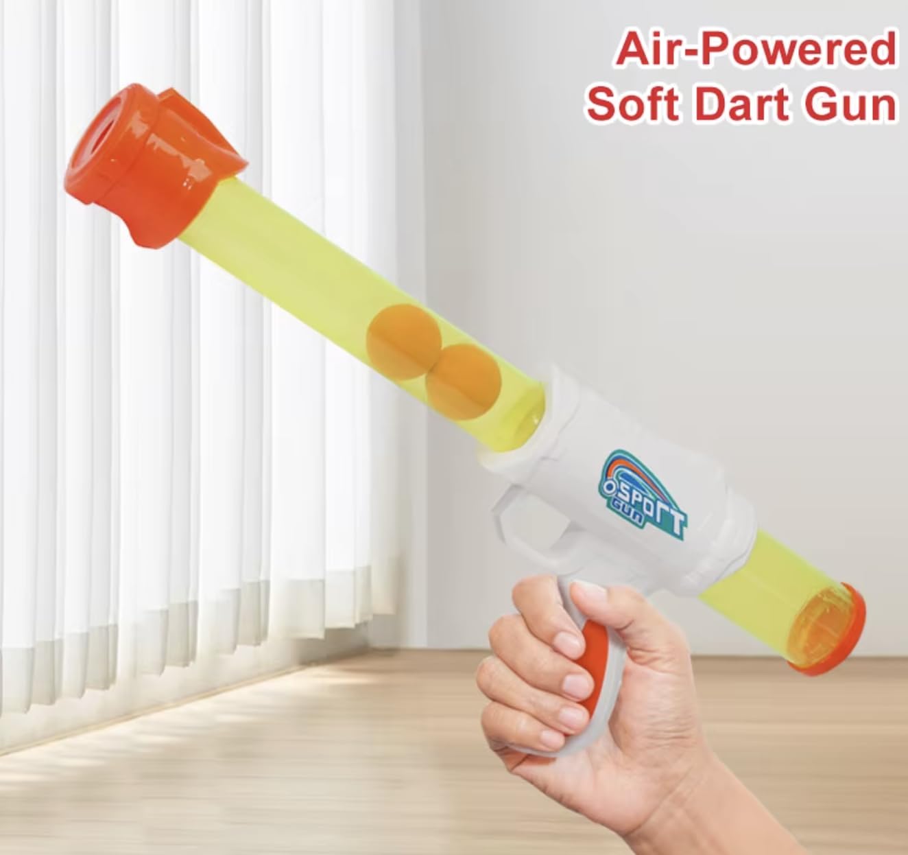 Kidoyz Blasti Gun Foam Ball Toy for Kids | Air Pressure Soft Ball Gun with 5 Foam Balls | Safe Shooting Toy for Boys & Girls | No Battery Required | 1 Pcs 2